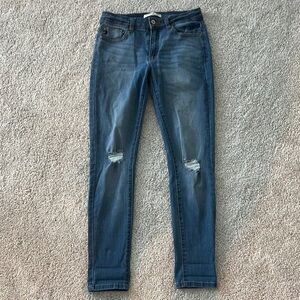 KanCan Women's Dark Blue Distressed Skinny Jeans